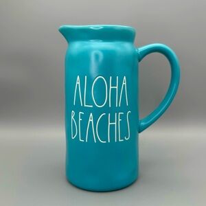Rae Dunn Aloha Beaches Teal Ceramic Pitcher